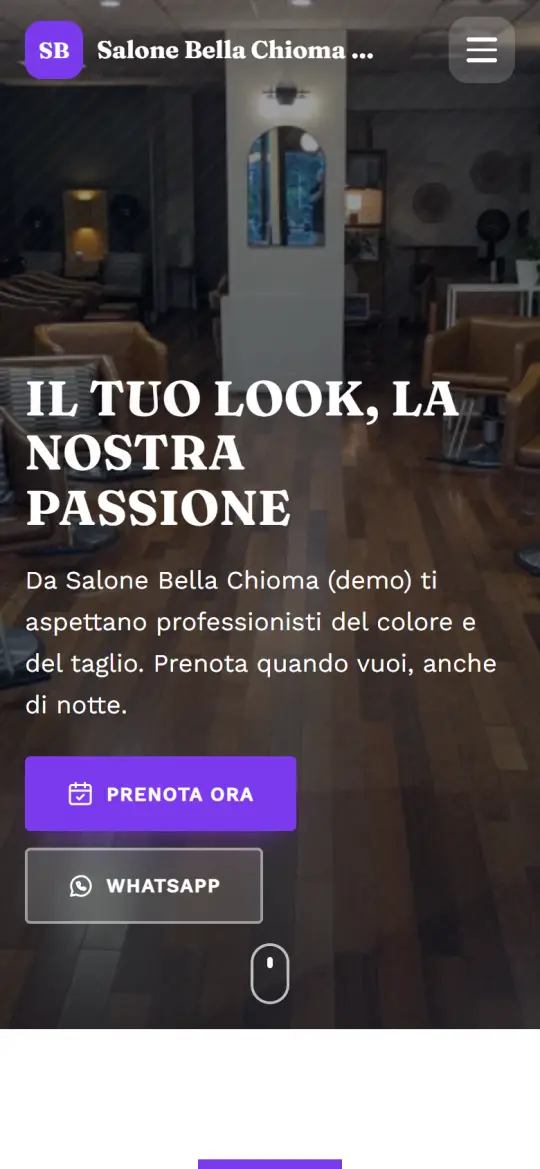 Il sito di un negozio sul telefono